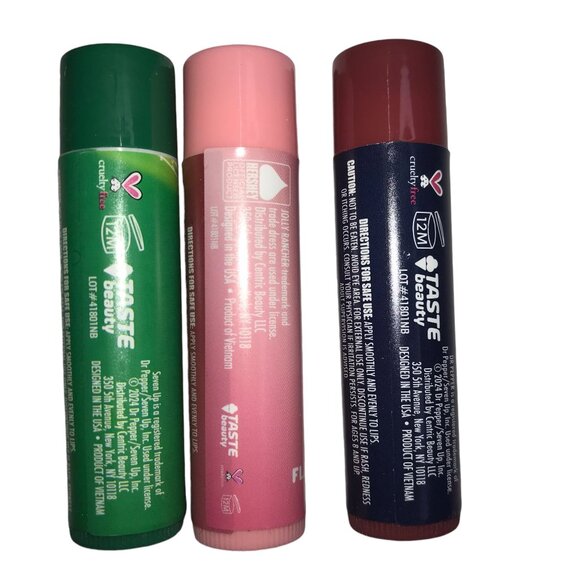 NEW Set of 3 Lip Balm: 7-Up, Jolly Rancher, and Dr. Pepper flavors - Picture 2 of 3